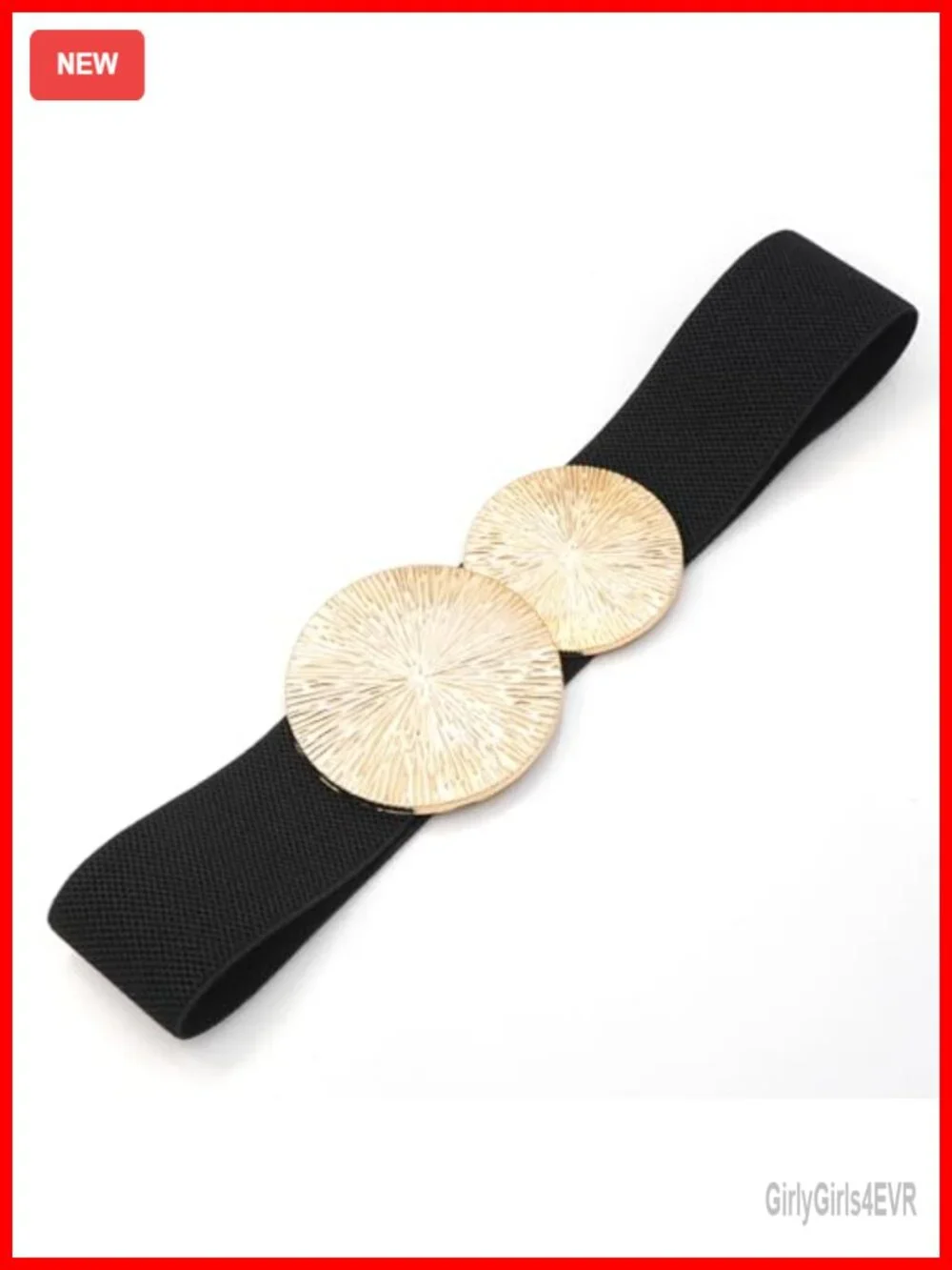 Wide Stretchy Elastic Waist Belt with Alloy Round Buckle for Dresses and